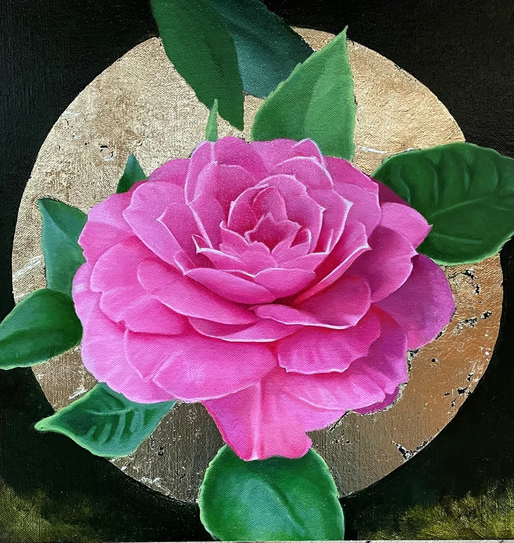 Japanese Camellia — Oil and gold leaf